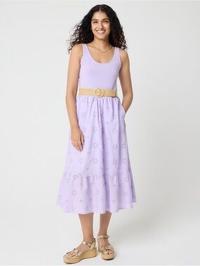 J.Crew Eyelet mixed-media midi dress size S NWT